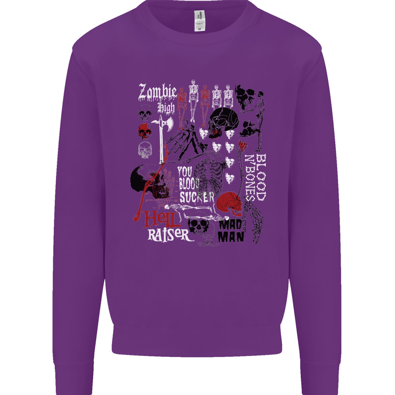 Zombie Halloween Vampire Dracular Skull Mens Sweatshirt Jumper Purple