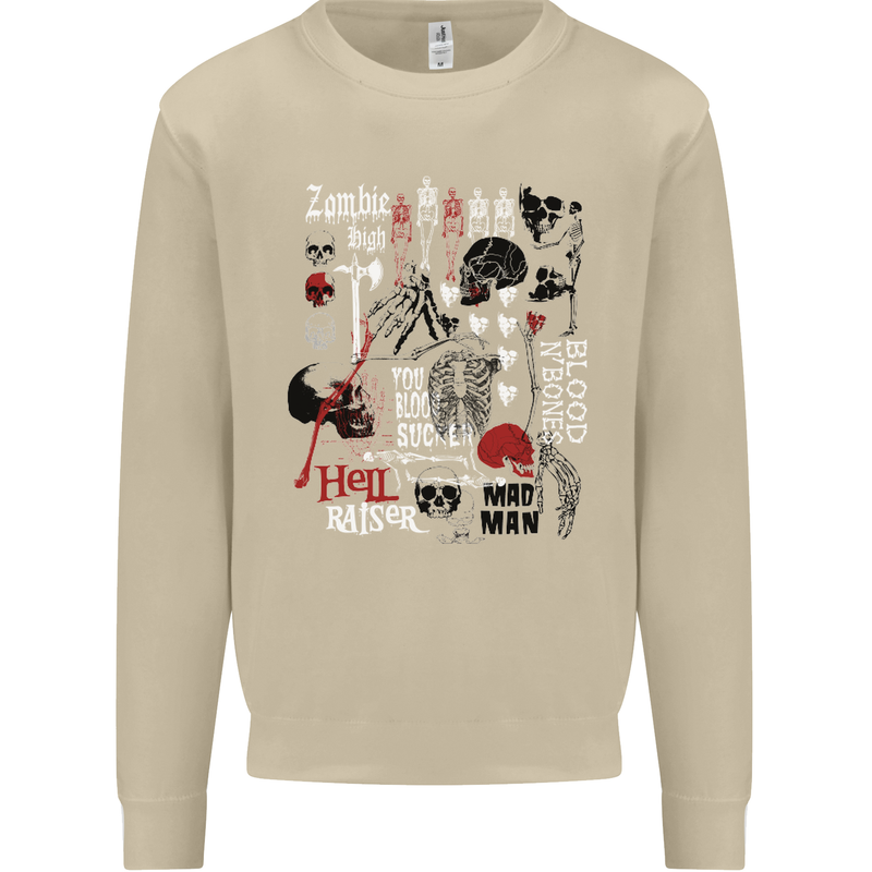 Zombie Halloween Vampire Dracular Skull Mens Sweatshirt Jumper Sand