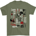 Zombie Halloween Vampire Dracular Skull Mens T-Shirt Cotton Gildan Military Green