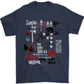 Zombie Halloween Vampire Dracular Skull Mens T-Shirt Cotton Gildan Navy Blue