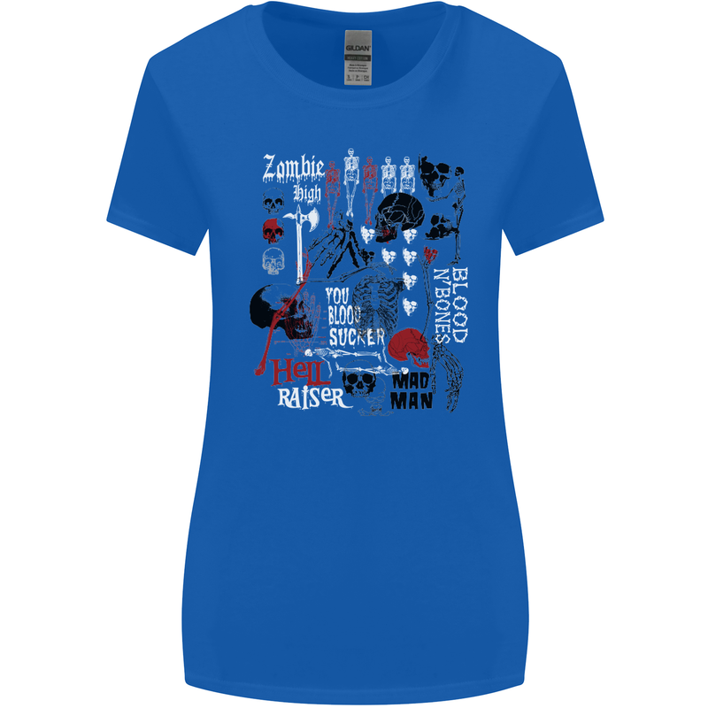 Zombie Halloween Vampire Dracular Skull Womens Wider Cut T-Shirt Royal Blue