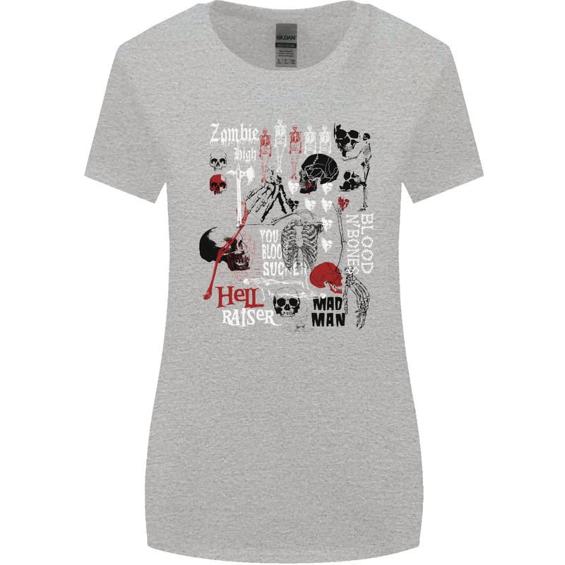 Zombie Halloween Vampire Dracular Skull Womens Wider Cut T-Shirt Sports Grey