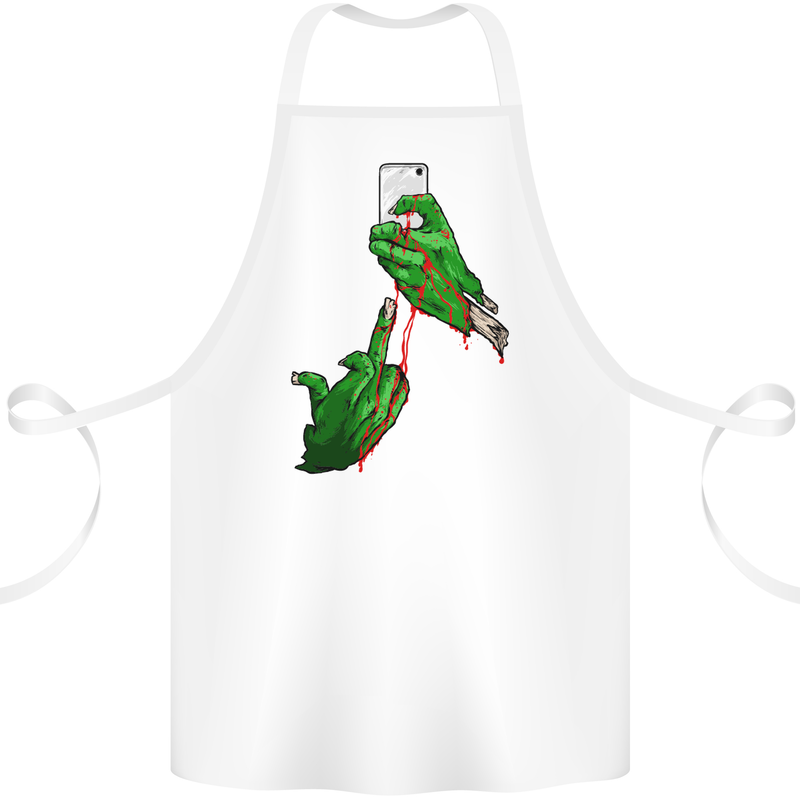 Zombie Selfie Funny Halloween Horror Cotton Apron 100% Organic White