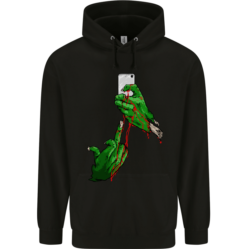 Zombie Selfie Funny Halloween Horror Mens 80% Cotton Hoodie Black