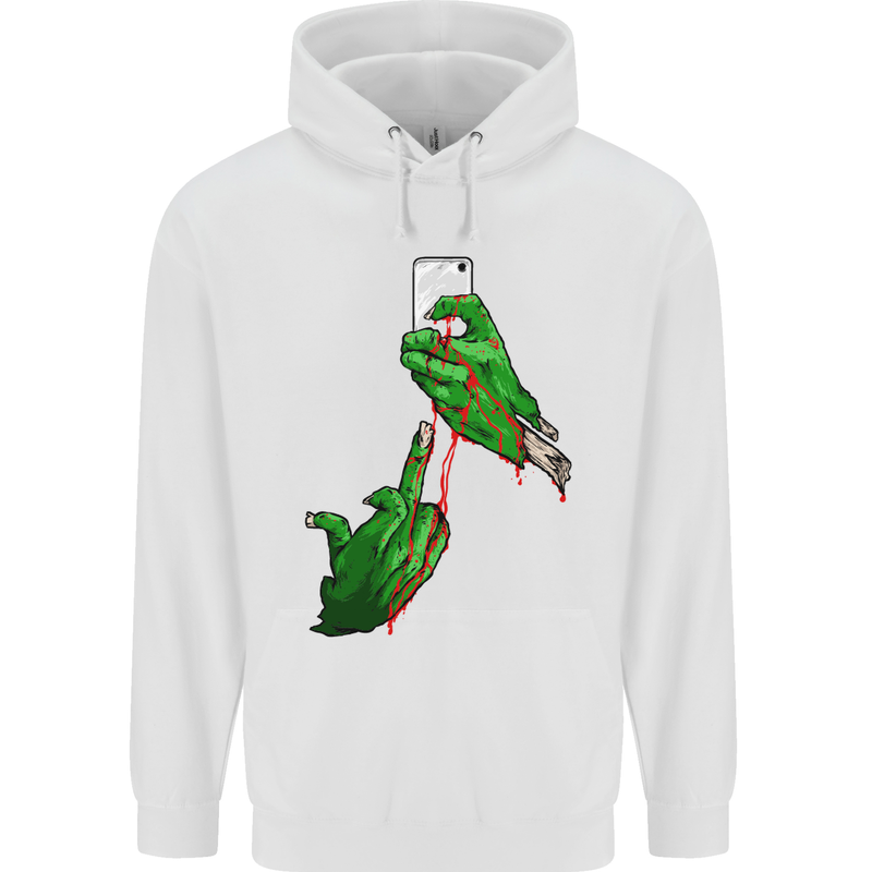 Zombie Selfie Funny Halloween Horror Mens 80% Cotton Hoodie White
