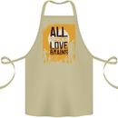 Zombie Teacher Love Brains Halloween Funny Cotton Apron 100% Organic Khaki