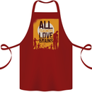 Zombie Teacher Love Brains Halloween Funny Cotton Apron 100% Organic Maroon