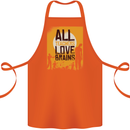 Zombie Teacher Love Brains Halloween Funny Cotton Apron 100% Organic Orange