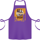 Zombie Teacher Love Brains Halloween Funny Cotton Apron 100% Organic Purple