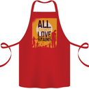 Zombie Teacher Love Brains Halloween Funny Cotton Apron 100% Organic Red