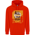 Zombie Teacher Love Brains Halloween Funny Mens 80% Cotton Hoodie Bright Red