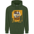 Zombie Teacher Love Brains Halloween Funny Mens 80% Cotton Hoodie Forest Green