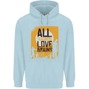 Zombie Teacher Love Brains Halloween Funny Mens 80% Cotton Hoodie Light Blue