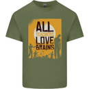 Zombie Teacher Love Brains Halloween Funny Mens Cotton T-Shirt Tee Top Military Green