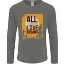 Zombie Teacher Love Brains Halloween Funny Mens Long Sleeve T-Shirt Charcoal