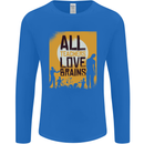 Zombie Teacher Love Brains Halloween Funny Mens Long Sleeve T-Shirt Royal Blue
