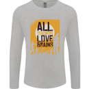 Zombie Teacher Love Brains Halloween Funny Mens Long Sleeve T-Shirt Sports Grey
