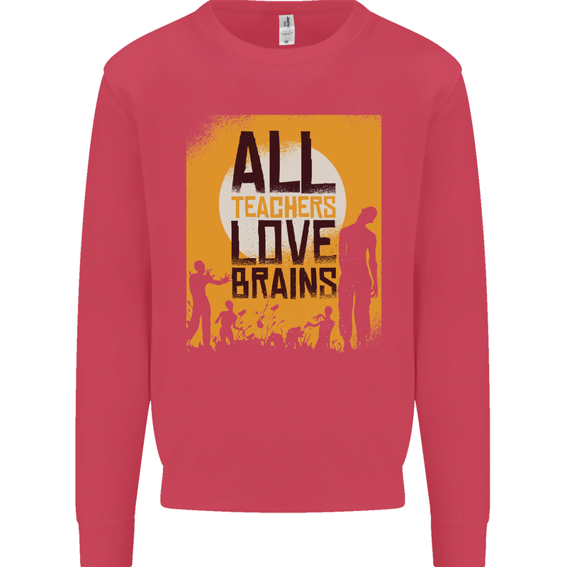 Zombie Teacher Love Brains Halloween Funny Mens Sweatshirt Jumper Heliconia