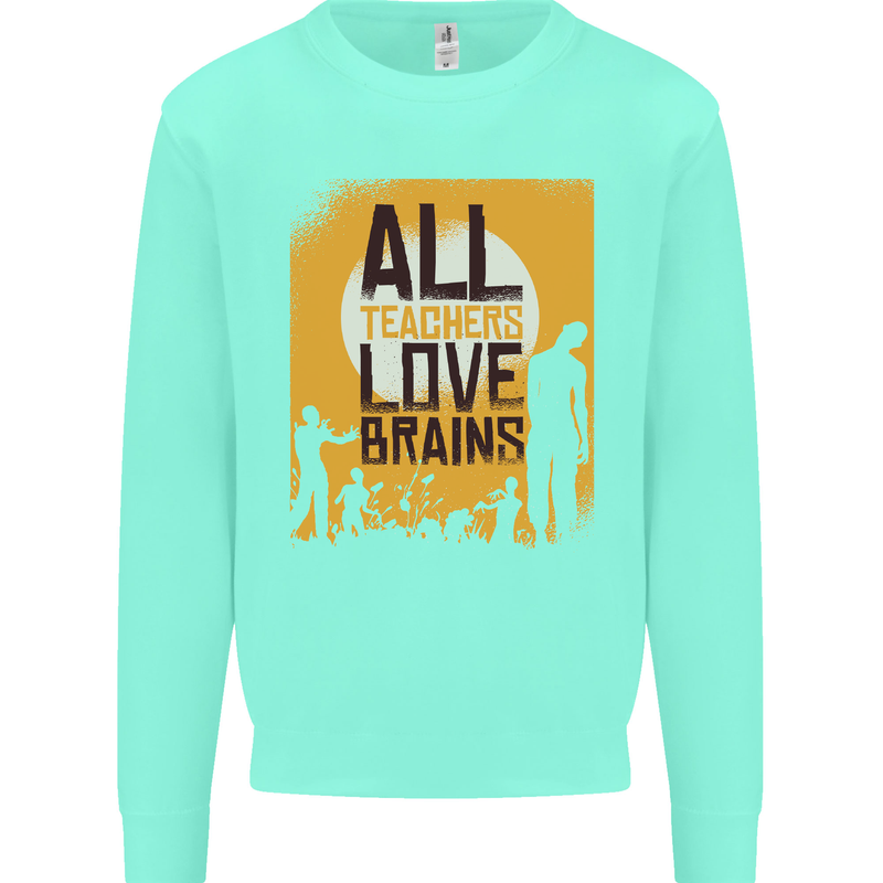 Zombie Teacher Love Brains Halloween Funny Mens Sweatshirt Jumper Peppermint