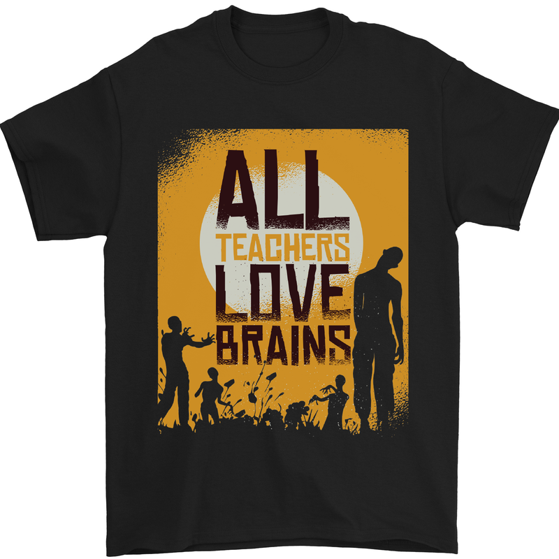 Zombie Teacher Love Brains Halloween Funny Mens T-Shirt Cotton Gildan Black