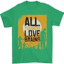 Zombie Teacher Love Brains Halloween Funny Mens T-Shirt Cotton Gildan Irish Green