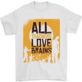 Zombie Teacher Love Brains Halloween Funny Mens T-Shirt Cotton Gildan White