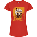 Zombie Teacher Love Brains Halloween Funny Womens Petite Cut T-Shirt Red