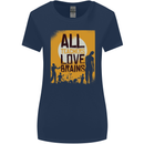 Zombie Teacher Love Brains Halloween Funny Womens Wider Cut T-Shirt Navy Blue