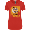 Zombie Teacher Love Brains Halloween Funny Womens Wider Cut T-Shirt Red