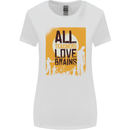 Zombie Teacher Love Brains Halloween Funny Womens Wider Cut T-Shirt White