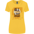 Zombie Teacher Love Brains Halloween Funny Womens Wider Cut T-Shirt Yellow