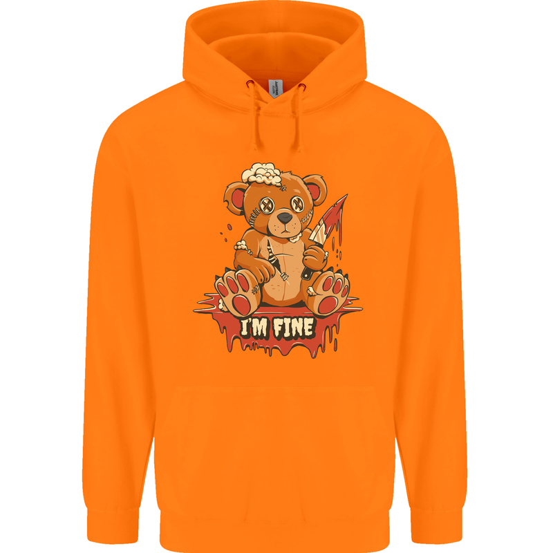 Zombie Teddy Bear Halloween Gothic Murder Childrens Kids Hoodie Orange