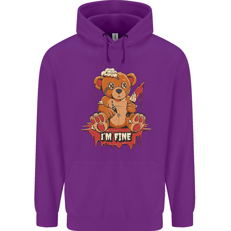 Zombie Teddy Bear Halloween Gothic Murder Childrens Kids Hoodie Purple