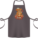 Zombie Teddy Bear Halloween Gothic Murder Cotton Apron 100% Organic Dark Grey