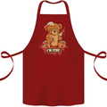 Zombie Teddy Bear Halloween Gothic Murder Cotton Apron 100% Organic Maroon