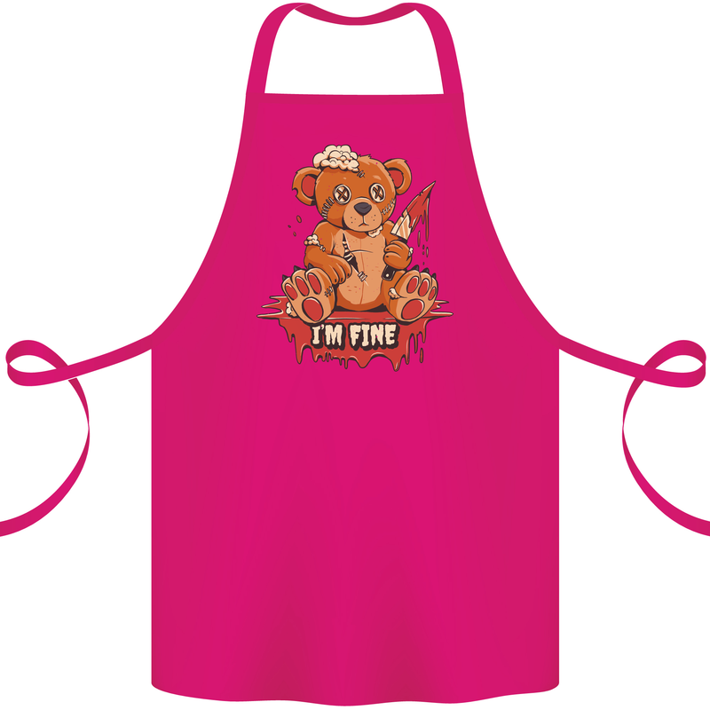 Zombie Teddy Bear Halloween Gothic Murder Cotton Apron 100% Organic Pink