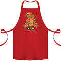 Zombie Teddy Bear Halloween Gothic Murder Cotton Apron 100% Organic Red