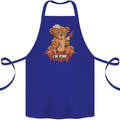 Zombie Teddy Bear Halloween Gothic Murder Cotton Apron 100% Organic Royal Blue