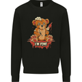 Zombie Teddy Bear Halloween Gothic Murder Kids Sweatshirt Jumper Black