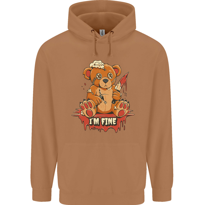 Zombie Teddy Bear Halloween Gothic Murder Mens 80% Cotton Hoodie Caramel Latte