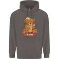 Zombie Teddy Bear Halloween Gothic Murder Mens 80% Cotton Hoodie Charcoal
