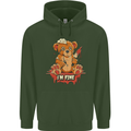 Zombie Teddy Bear Halloween Gothic Murder Mens 80% Cotton Hoodie Forest Green