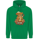 Zombie Teddy Bear Halloween Gothic Murder Mens 80% Cotton Hoodie Irish Green
