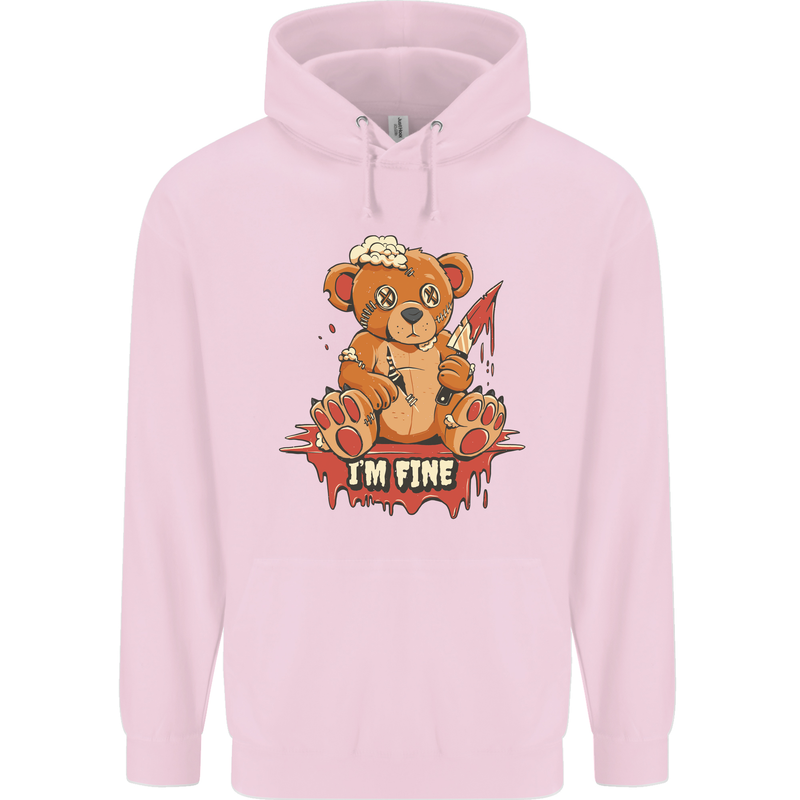 Zombie Teddy Bear Halloween Gothic Murder Mens 80% Cotton Hoodie Light Pink