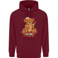 Zombie Teddy Bear Halloween Gothic Murder Mens 80% Cotton Hoodie Maroon