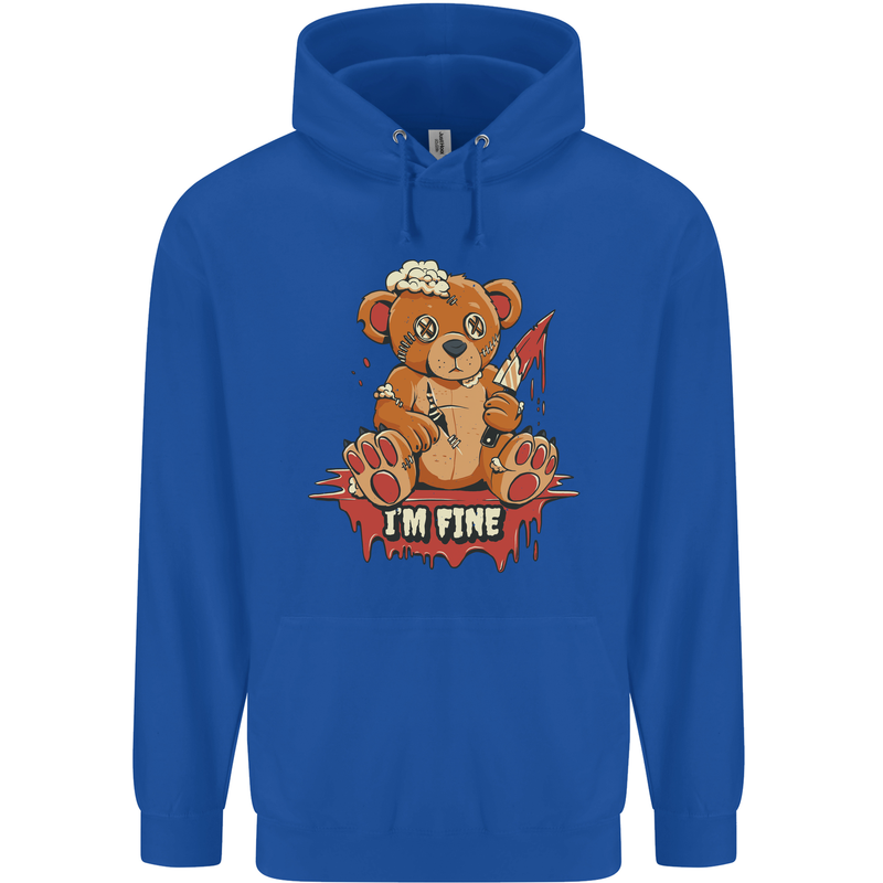 Zombie Teddy Bear Halloween Gothic Murder Mens 80% Cotton Hoodie Royal Blue