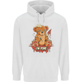 Zombie Teddy Bear Halloween Gothic Murder Mens 80% Cotton Hoodie White