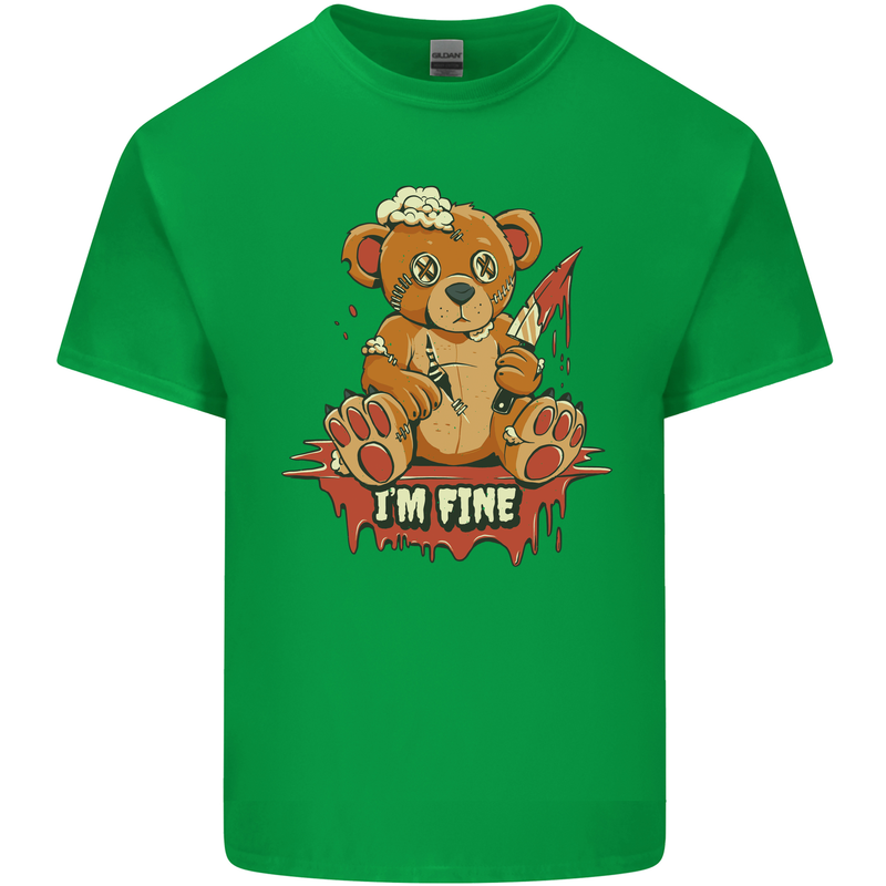 Zombie Teddy Bear Halloween Gothic Murder Mens Cotton T-Shirt Tee Top Irish Green
