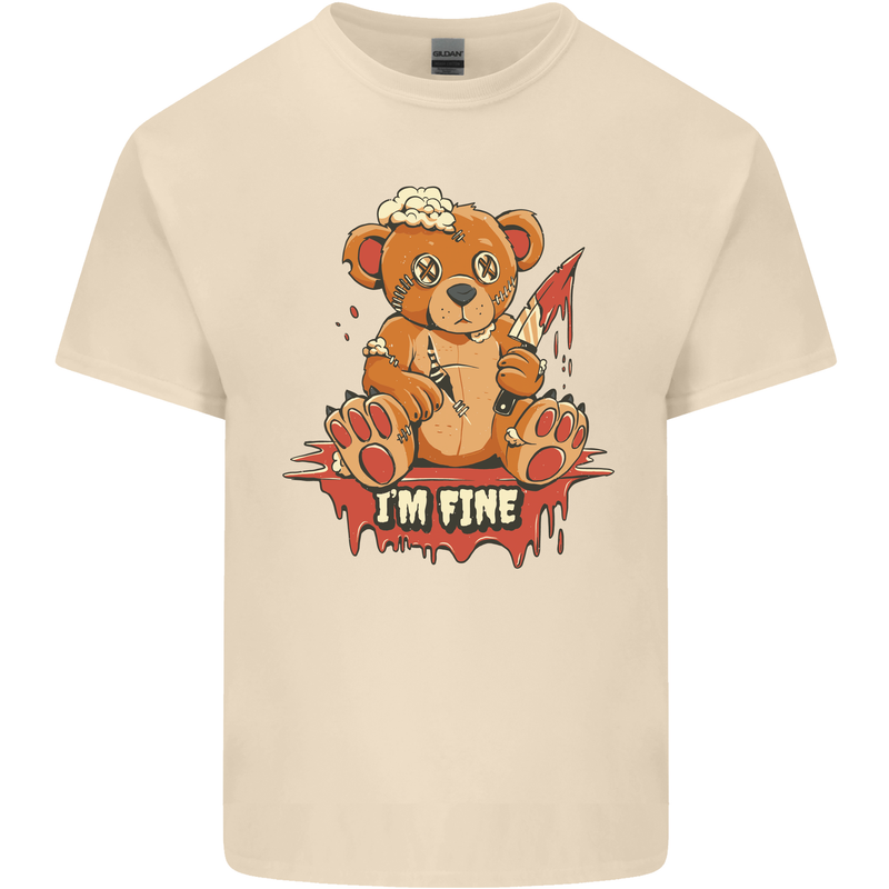 Zombie Teddy Bear Halloween Gothic Murder Mens Cotton T-Shirt Tee Top Natural