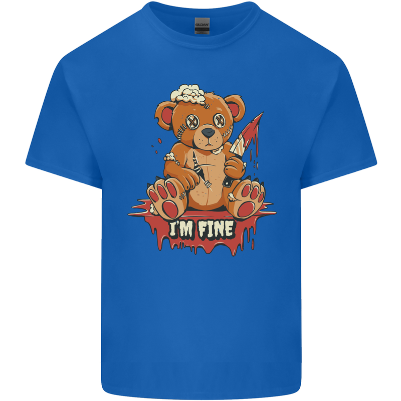 Zombie Teddy Bear Halloween Gothic Murder Mens Cotton T-Shirt Tee Top Royal Blue